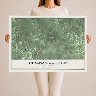 Map of Thompson's Station, Tennessee, 24 x 36 inch unframed archival matte print