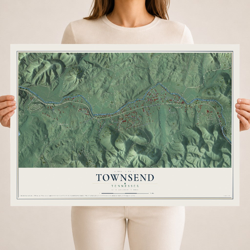 Map of Townsend, Tennessee, 18 x 24 inch unframed archival matte print