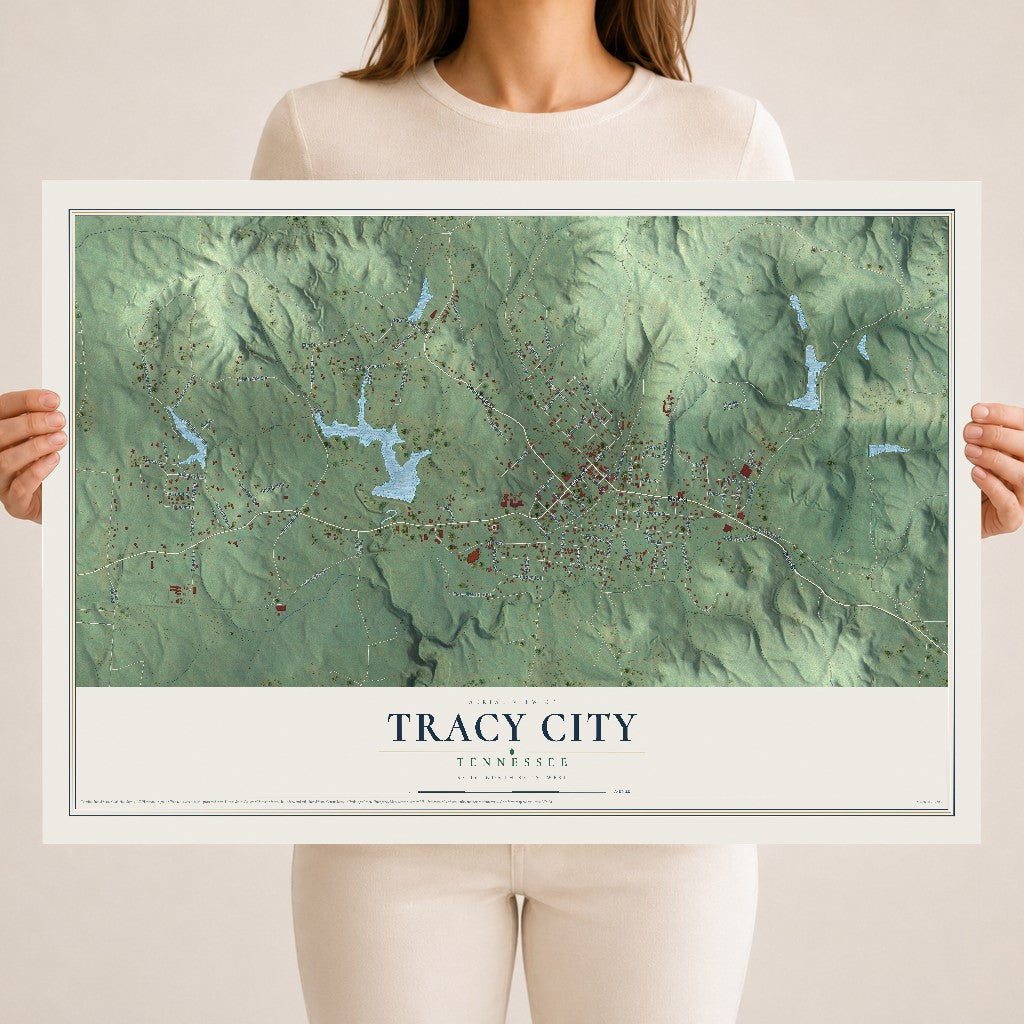 Map of Tracy City, Tennessee, 18 x 24 inch unframed archival matte print