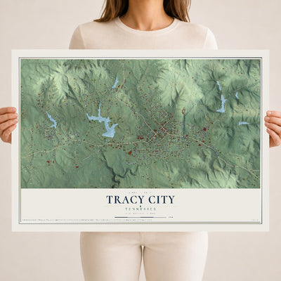 Map of Tracy City, Tennessee, 18 x 24 inch unframed archival matte print