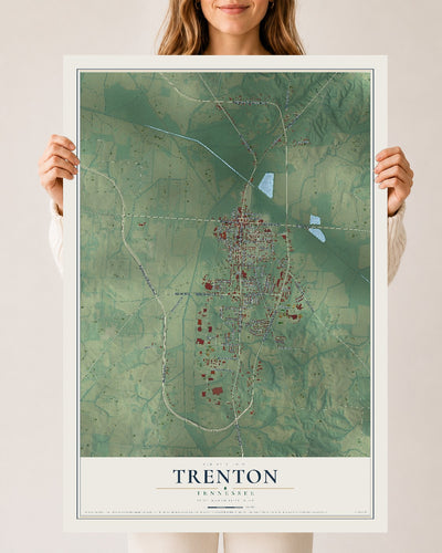 Map of Trenton, Tennessee, 24 x 36 inch unframed archival matte print