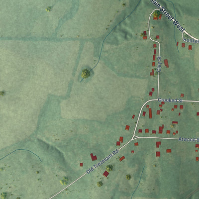 Second close-up of the map of Trezevant, Tennessee print showing more streets and buildings