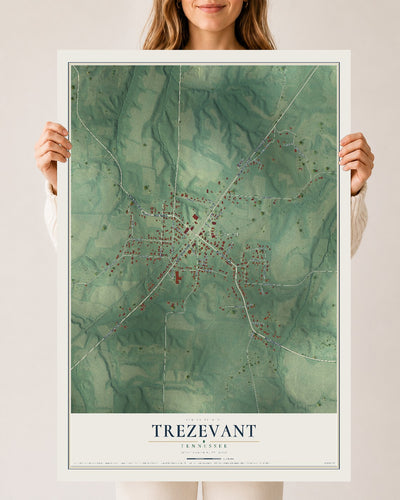 Map of Trezevant, Tennessee, 24 x 36 inch unframed archival matte print