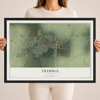 Map of Trimble, Tennessee, 18 x 24 inch print in a black wood frame