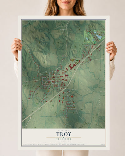 Map of Troy, Tennessee, 24 x 36 inch unframed archival matte print
