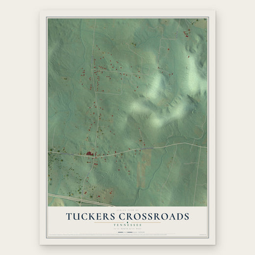 Tuckers Crossroads, Tennessee map print, the full design