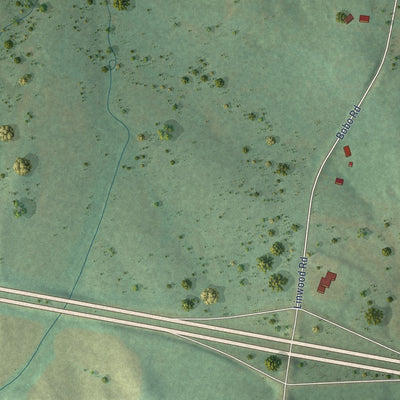 Close-up of the map of Tuckers Crossroads, Tennessee print showing street and building detail