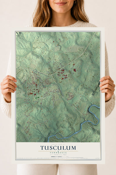 Map of Tusculum, Tennessee, 18 x 24 inch unframed archival matte print