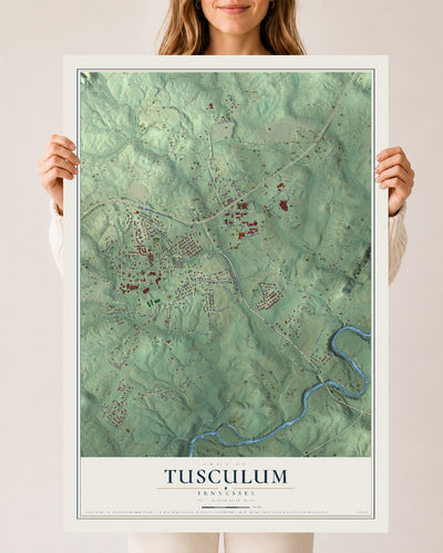 Map of Tusculum, Tennessee, 24 x 36 inch unframed archival matte print