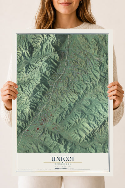 Map of Unicoi, Tennessee, 18 x 24 inch unframed archival matte print