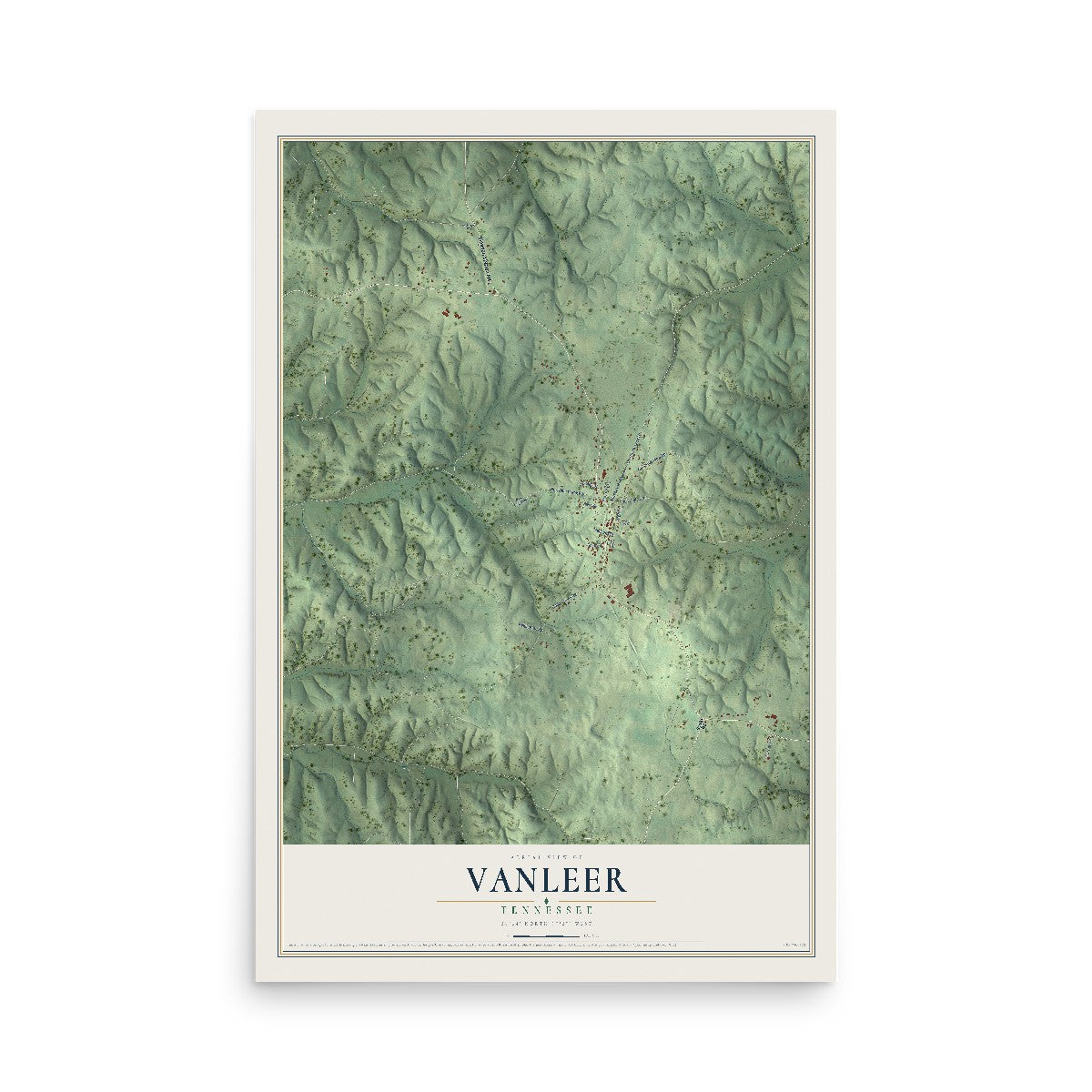 Map of Vanleer, Tennessee, 12 x 18 inch unframed archival matte print