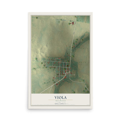 Map of Viola, Tennessee, 12 x 18 inch unframed archival matte print