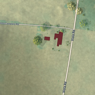 Second close-up of the map of Viola, Tennessee print showing more streets and buildings