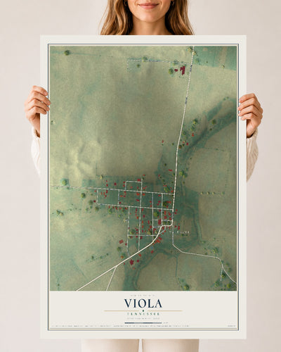 Map of Viola, Tennessee, 24 x 36 inch unframed archival matte print