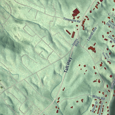 Second close-up of the map of Walden, Tennessee print showing more streets and buildings