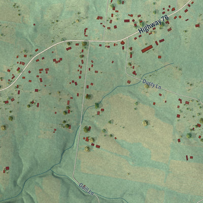 Close-up of the map of Walnut Grove, Sumner County, Tennessee print showing street and building detail