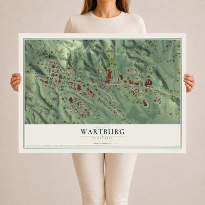 Map of Wartburg, Tennessee, 24 x 36 inch unframed archival matte print
