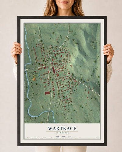 Map of Wartrace, Tennessee, 24 x 36 inch print in a black wood frame
