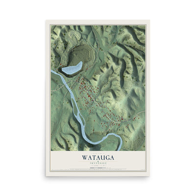 Map of Watauga, Tennessee, 12 x 18 inch unframed archival matte print