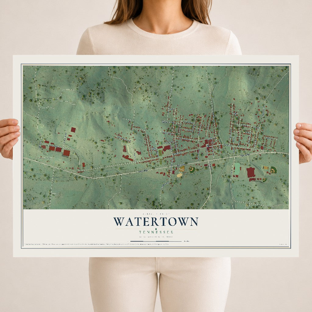 Map of Watertown, Tennessee, 18 x 24 inch unframed archival matte print