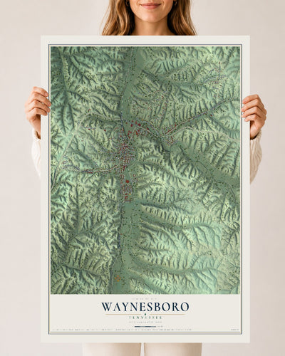 Map of Waynesboro, Tennessee, 24 x 36 inch unframed archival matte print