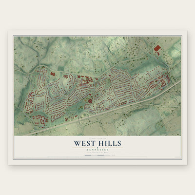 West Hills, Tennessee map print, the full design