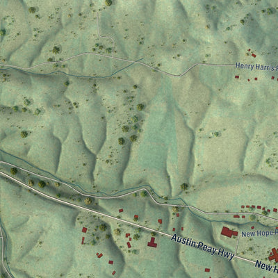 Second close-up of the map of Westmoreland, Tennessee print showing more streets and buildings