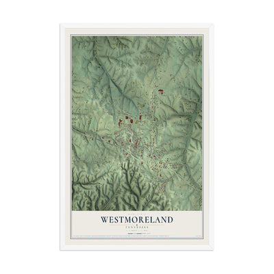 Map of Westmoreland, Tennessee, 12 x 18 inch print in a white wood frame