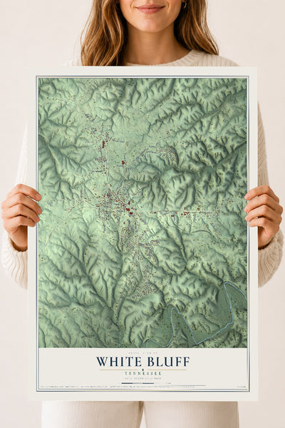 Map of White Bluff, Tennessee, 18 x 24 inch unframed archival matte print