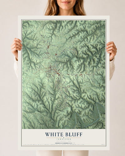 Map of White Bluff, Tennessee, 24 x 36 inch unframed archival matte print