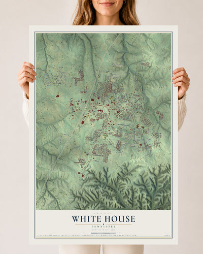 Map of White House, Tennessee, 24 x 36 inch unframed archival matte print