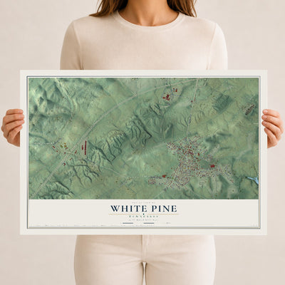 Map of White Pine, Tennessee, 12 x 18 inch unframed archival matte print