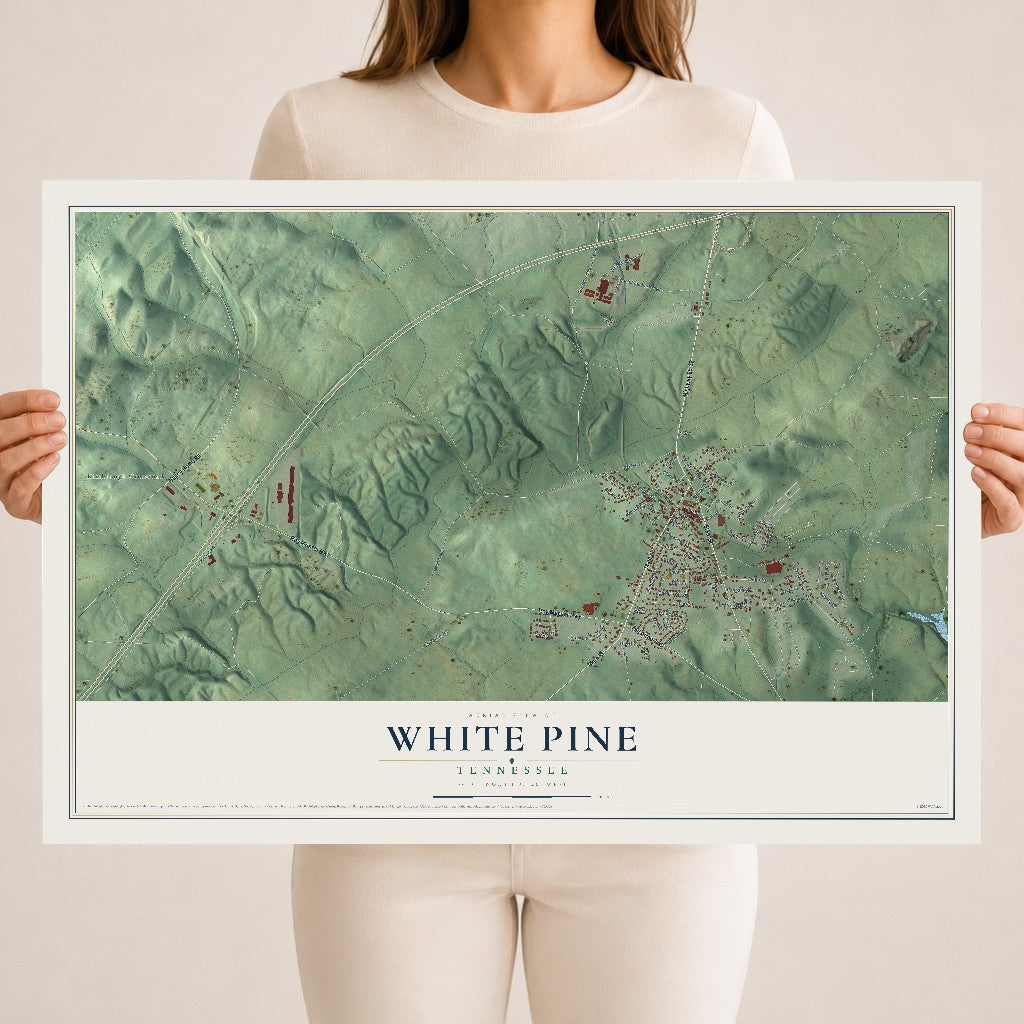 Map of White Pine, Tennessee, 18 x 24 inch unframed archival matte print