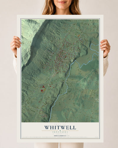 Map of Whitwell, Tennessee, 24 x 36 inch unframed archival matte print