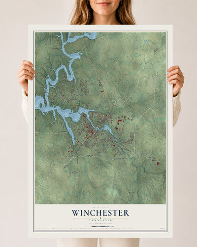 Map of Winchester, Tennessee, 24 x 36 inch unframed archival matte print