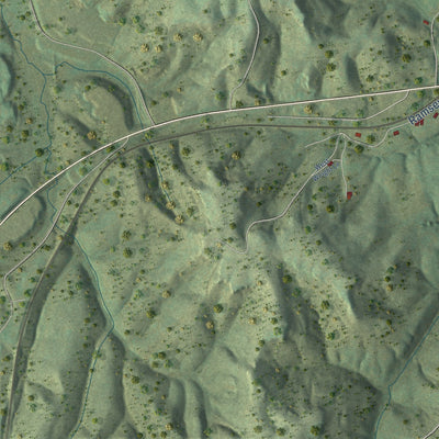 Close-up of the map of Winfield, Tennessee print showing street and building detail