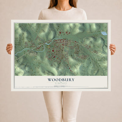 Map of Woodbury, Tennessee, 24 x 36 inch unframed archival matte print