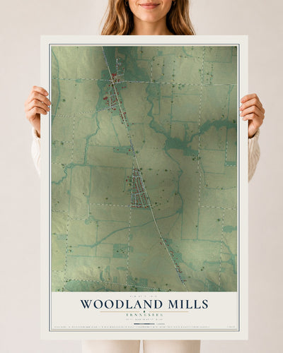 Map of Woodland Mills, Tennessee, 24 x 36 inch unframed archival matte print