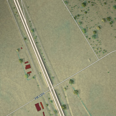 Second close-up of the map of Abbott, Texas print showing more streets and buildings
