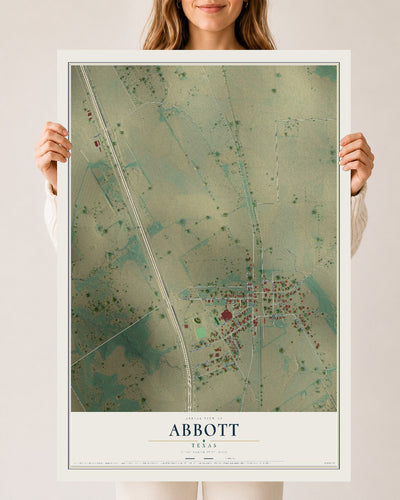 Map of Abbott, Texas, 24 x 36 inch unframed archival matte print