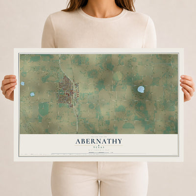 Map of Abernathy, Texas, 12 x 18 inch unframed archival matte print