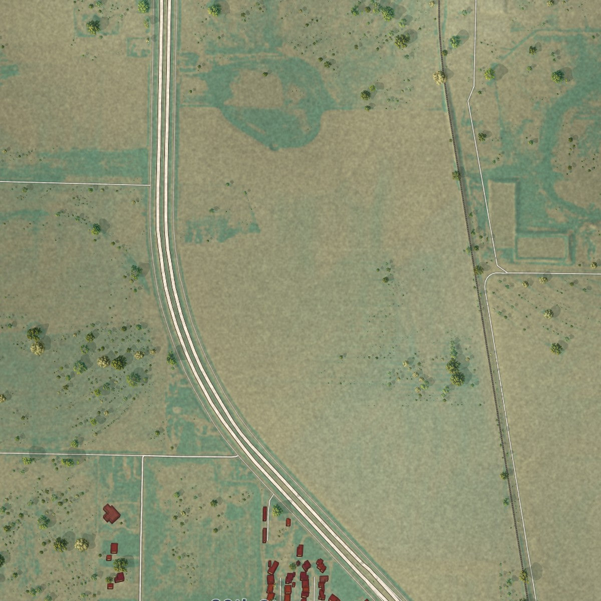 Second close-up of the map of Abernathy, Texas print showing more streets and buildings