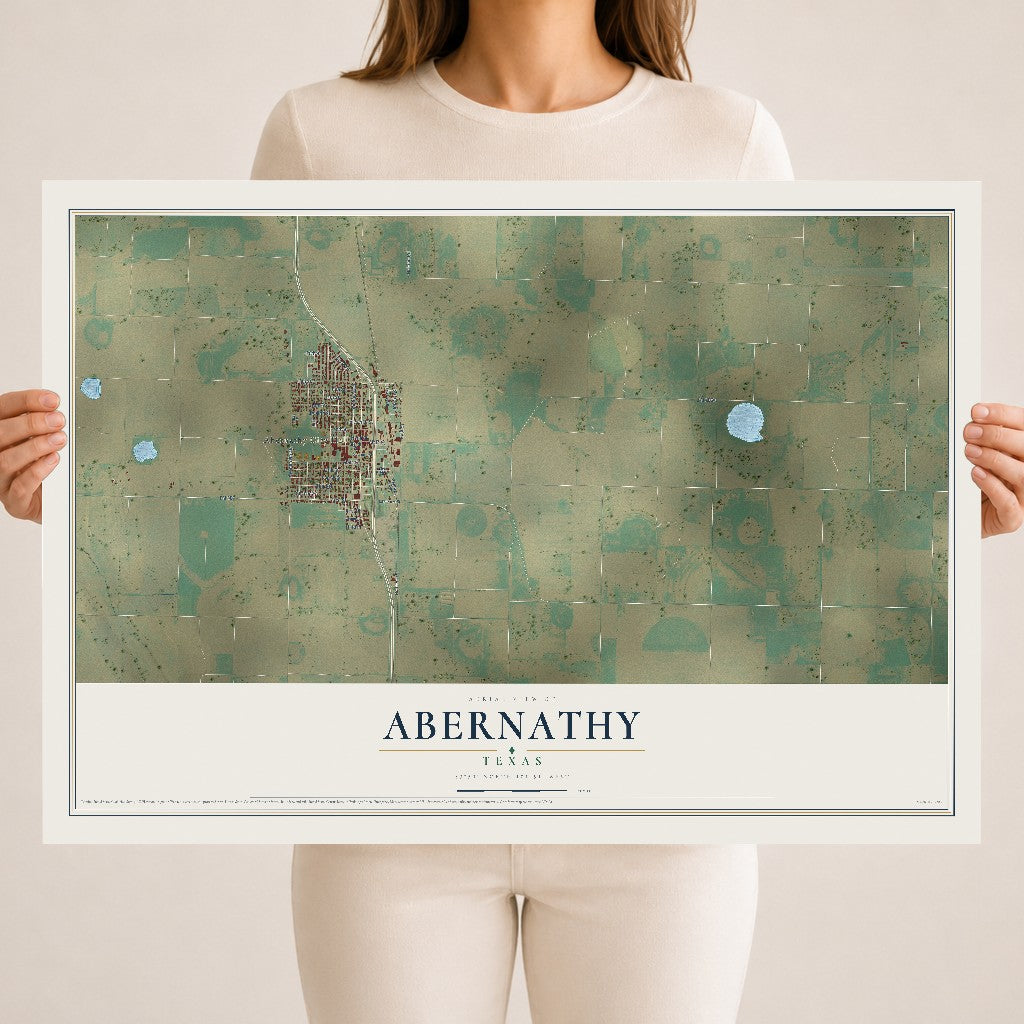Map of Abernathy, Texas, 18 x 24 inch unframed archival matte print