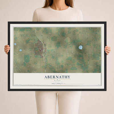 Map of Abernathy, Texas, 24 x 36 inch print in a black wood frame