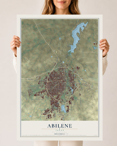 Map of Abilene, Texas, 24 x 36 inch unframed archival matte print