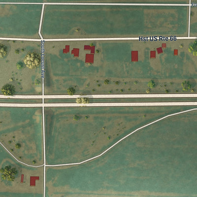 Second close-up of the map of Adrian, Texas print showing more streets and buildings