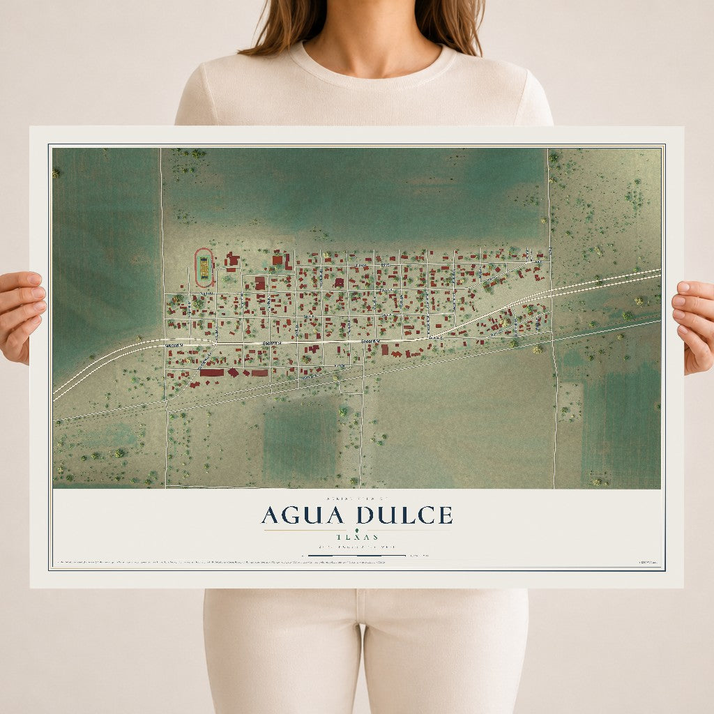 Map of Agua Dulce, Texas, 18 x 24 inch unframed archival matte print