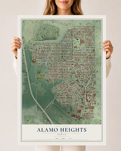 Map of Alamo Heights, Texas, 24 x 36 inch unframed archival matte print
