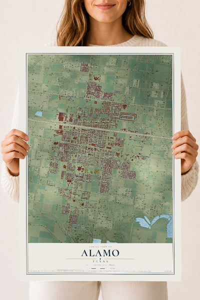 Map of Alamo, Texas, 18 x 24 inch unframed archival matte print