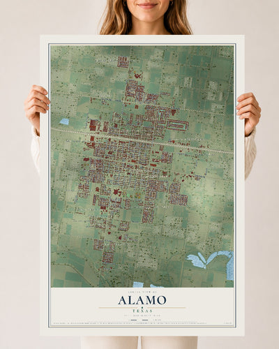 Map of Alamo, Texas, 24 x 36 inch unframed archival matte print